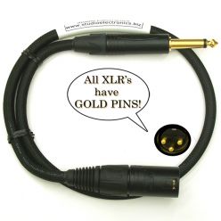 Gold 1/4" TS Plug to Gold XLR male Audio Cable