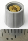 Gray tapered collet knob with no line, 14mm top, 16mm bottom, 1/8" shaft size, for dbx and other gear parts KNOB-T14/B16-125-GRY-P. K1-11A