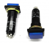 2 NOS Electro Mech 29-150 NO/NC 2 Pole Lighted Momentary Switches, Blue Cap. SW