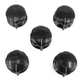 Lot Of FIVE Used 1.5" Bakelite RCA Type Knobs 1/4" D Shaft w/Spring Retainer. KM