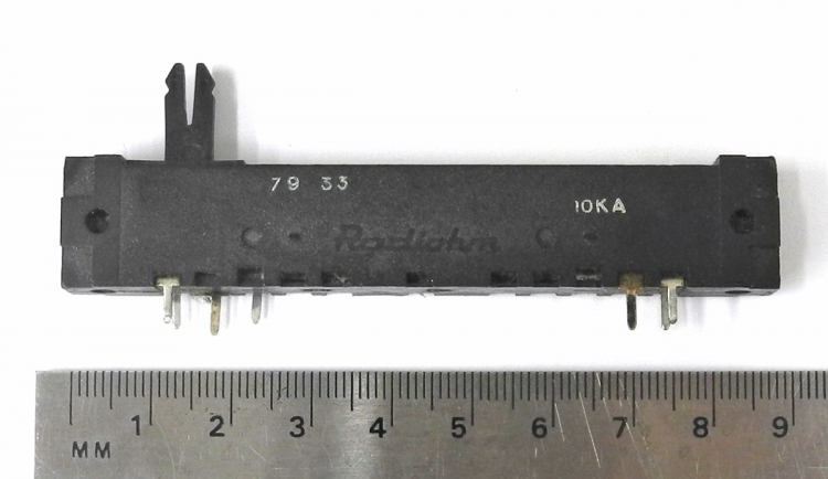 NOS Radiohm 10K Stereo Audio Taper 88x10x15mm Fader Slider 