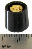 KNOB-T14/B16-125-BLK-L Black tapered collet knob with white line, 14mm top, 16mm bottom, 1/8" shaft size, for dbx and other gear parts. K1-15B