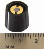 KNOB-T14/B16-004-BLK-L Black tapered collet knob with white line, 14mm top, 16mm bottom, 4 mm shaft size, for dbx and other gear parts. K1-13B