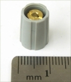 Gray tapered collet knob with no line, 9mm top, 10mm bottom, 1/8" shaft size, for dbx and other gear parts KNOB-T9/B10-125-GRY-P. K1-2A
