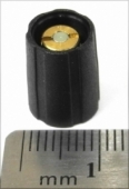 KNOB-T9/B10-004-BLK-P Black tapered collet knob with no line, 9mm top, 10mm bottom, 4mm shaft size, for dbx and other gear parts. K1-3A