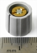 Gray tapered collet knob with black line, 14mm top, 16mm bottom, 1/4" shaft size, for dbx and other gear parts KNOB-T14/B16-250-GRY-L. K1-12B