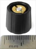 Black tapered collet knob with no line, 14mm top, 16mm bottom, 1/4" shaft size, for dbx modules and other gear parts KNOB-T14/B16-250-BLK-P. K2-16A