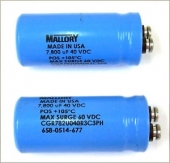 2 Mallory 7800UF 40VDC Can Capacitors CGR782U040R3C3PH