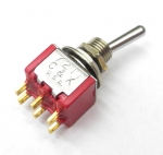 C&K 7211 DPDT On-Off-On Bat Handle 3 Position 1/4" Mini Toggle Switch. MS