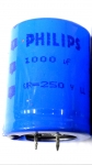 Unused NOS Philips 1000UF 250V Snap In Can Capacitor CC