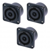 Lot Of THREE New Neutrik NL8MPR-BAG Speakon Amplifier/Speaker Panel Jacks. CA