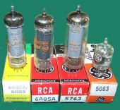 Lot of 4 Vintage Made in USA Assorted Radio Tubes: 6AQ5, 5763, 5663. Lot H8. TM