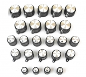 Full Set 24 New UREI 1620 Mixer Black & Silver Replacement Knobs (1/8" EQ SIze).