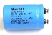 NOS Mallory 50,000UF 16VDC CGS503U016V3C Electrolytic Can Capacitor. CC