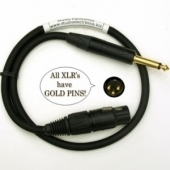 Gold 1/4" TS Plug to Gold XLR female Audio Cable