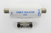 New Ancable Ground Loop Isolator For Cable TV, F Connectors, With Adaptor. MA