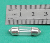 New 26V 35ma 25mm Long x 6mm Diameter Festoon Lamp, Clear Glass. L2